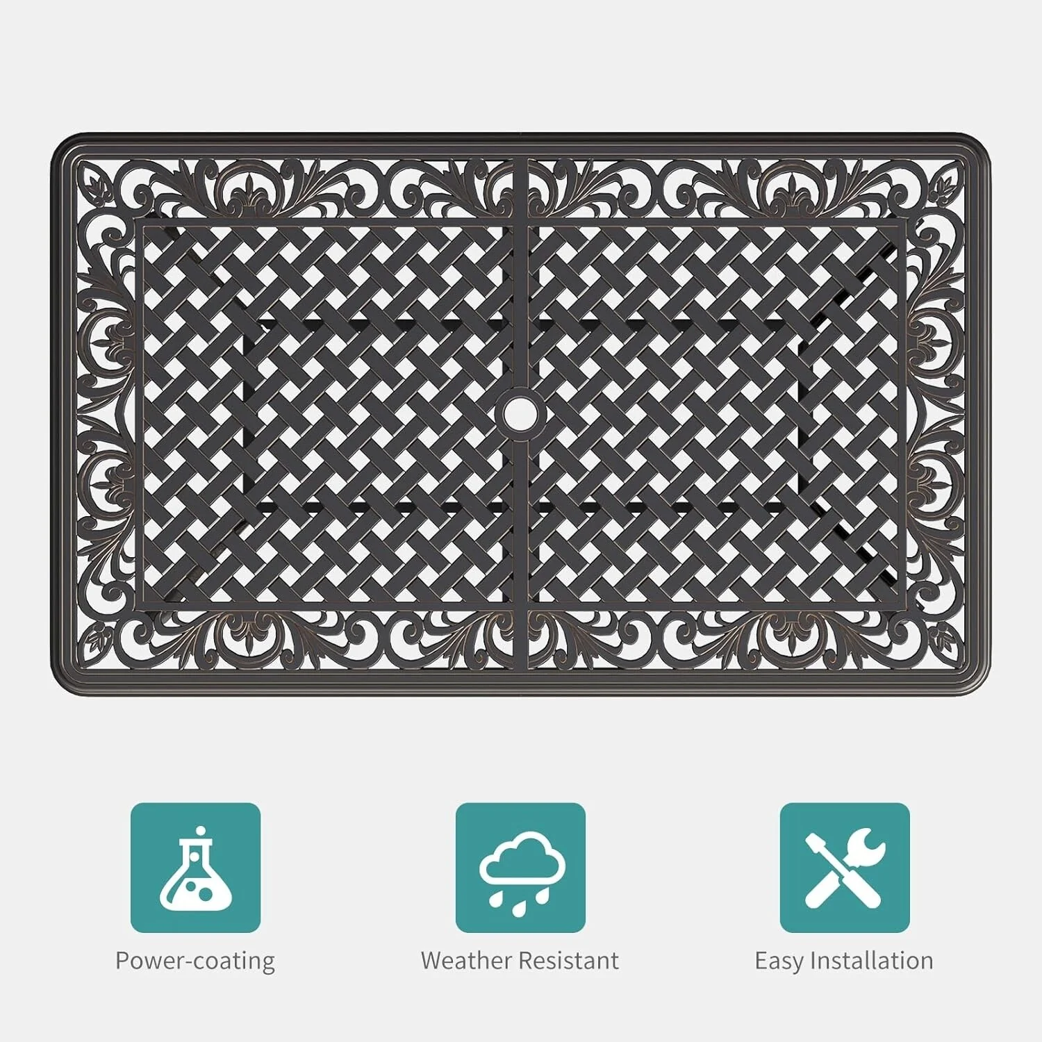 59'' Aluminum Outdoor Dining Table, Weather-Resistant Dining Table, Patio Bar Table