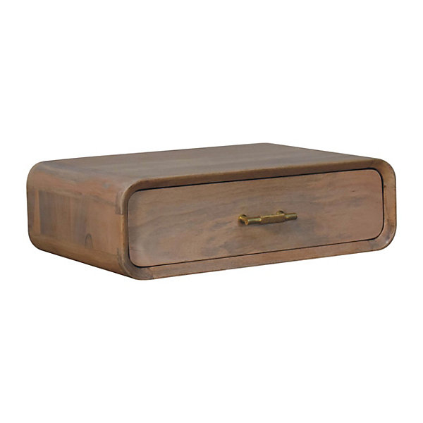 Artisan Furniture Bois massif Sonoma T-bar table de chevet à fixation murale, 1 tiroir, marron