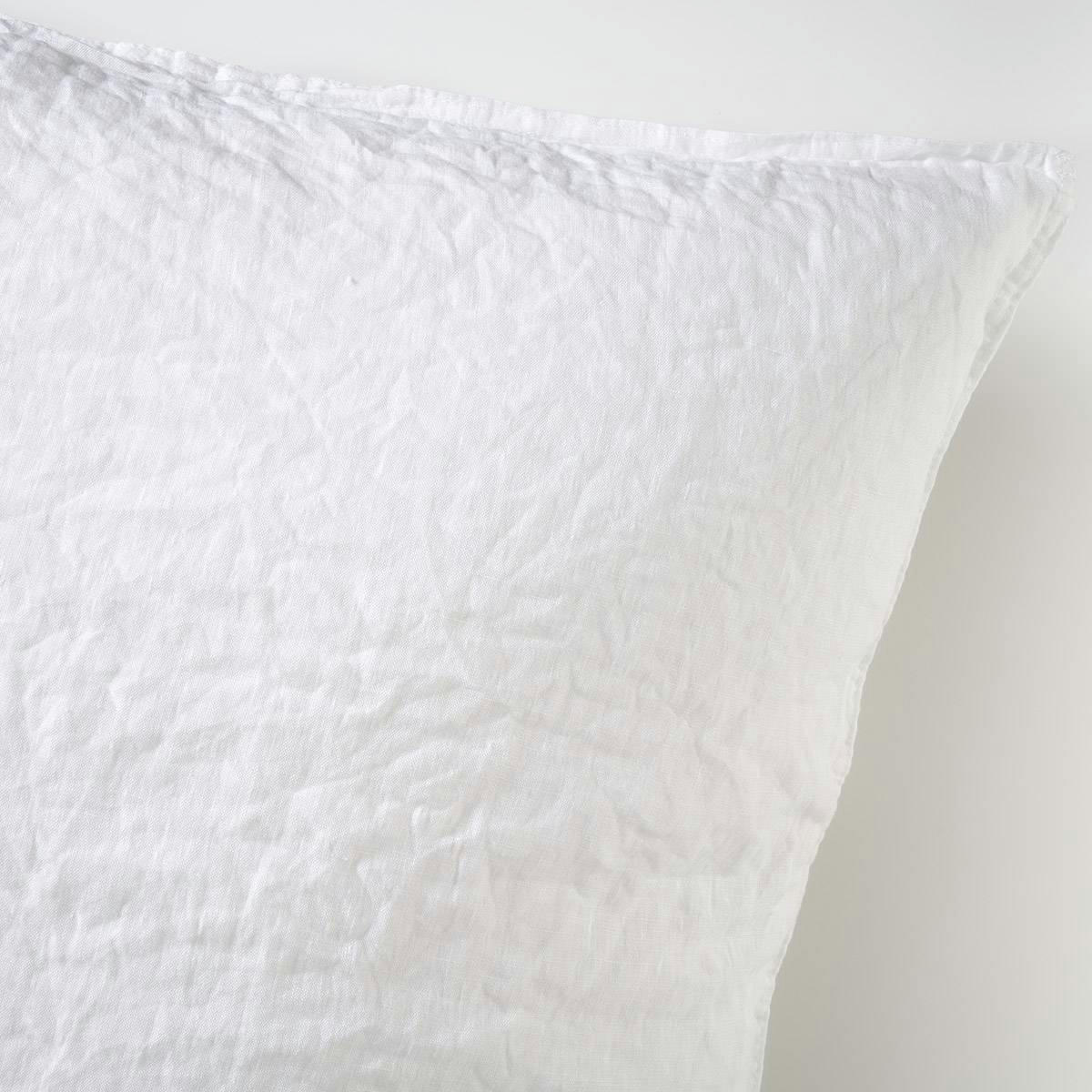 PETIT JOUR - Taie d'oreiller en  lin lavé blanc 50 x 75 cm