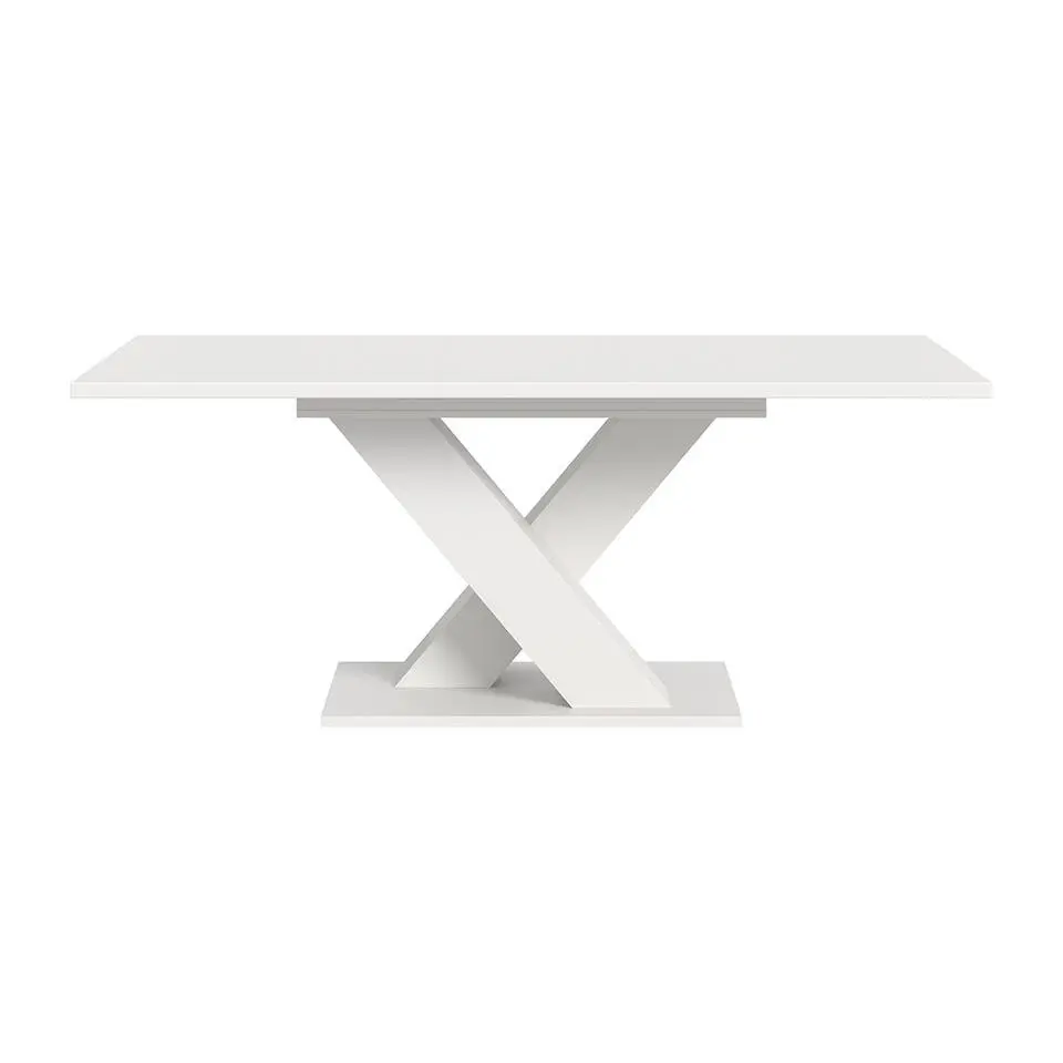 Hioshop Motion eetkamertafel X-poot 90x150/190cm incl 1 verlengblad wit