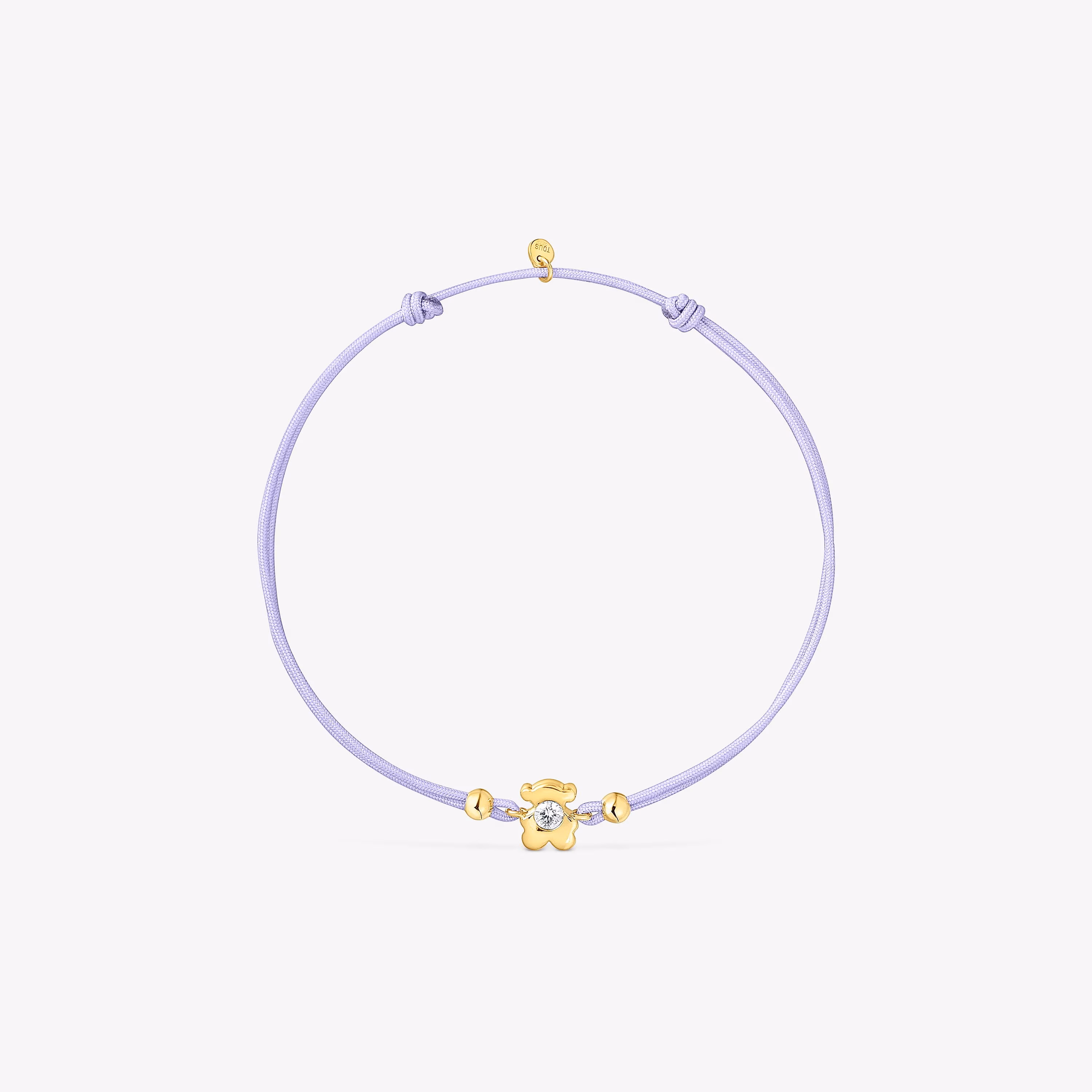 Pulsera de oro con diamante creado en laboratorio y nylon malva TOUS Lili