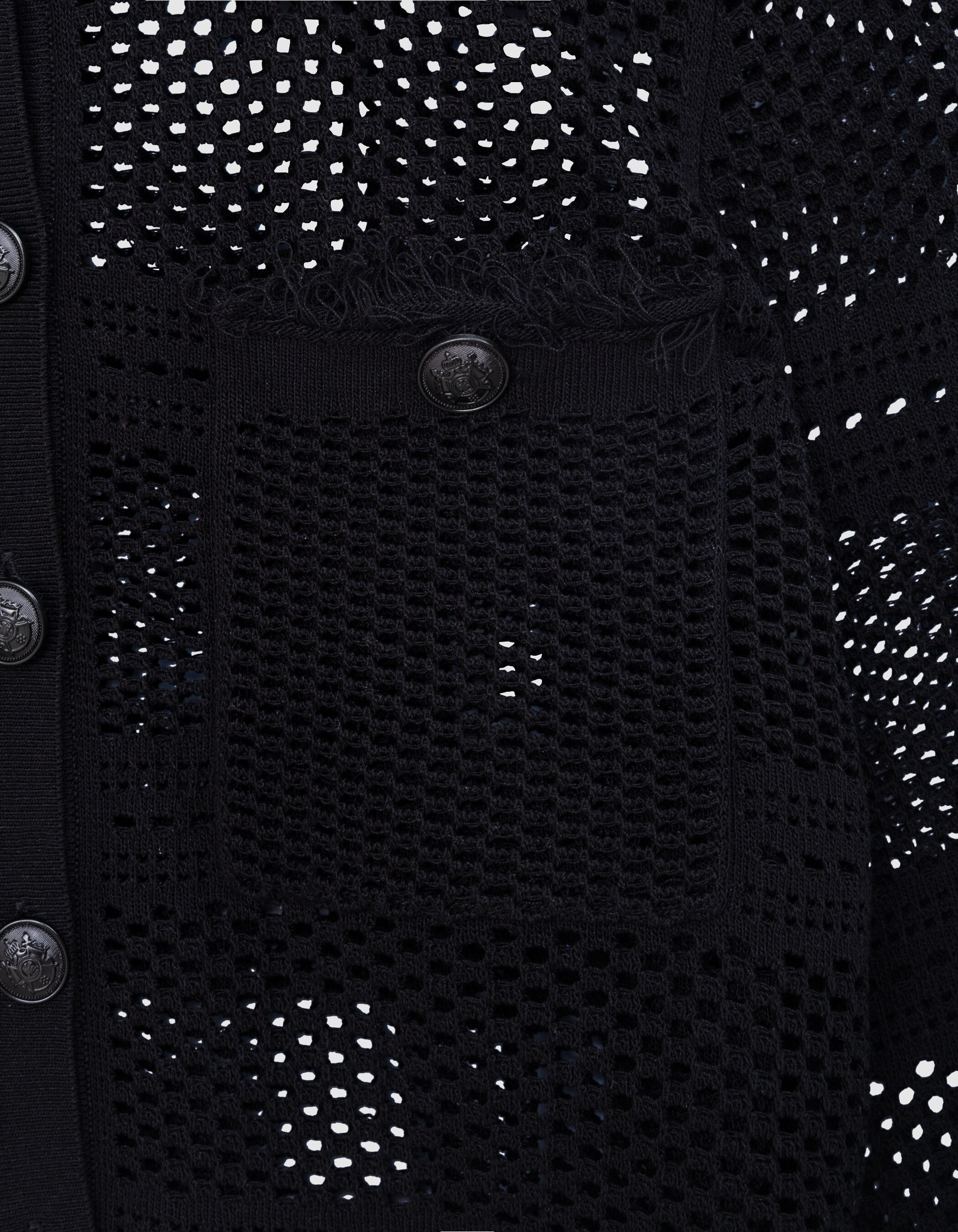 Cardigan court noir tricot ajouré Femme