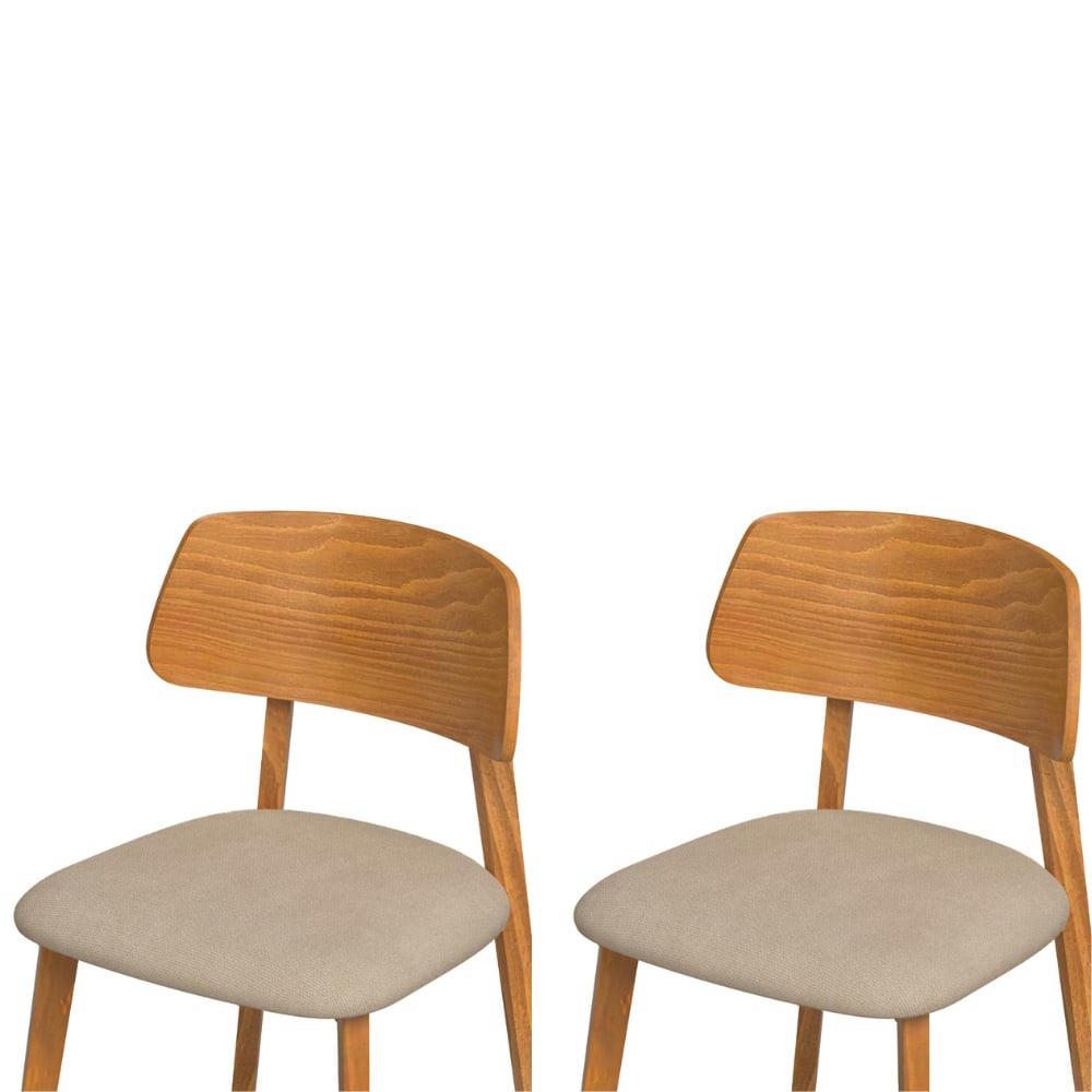 MORA - 2 Chaises en tissu recyclé en couleur brun clair