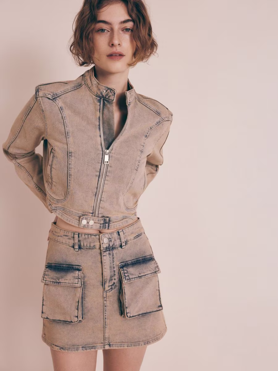Denim Skirt With Wash Effect