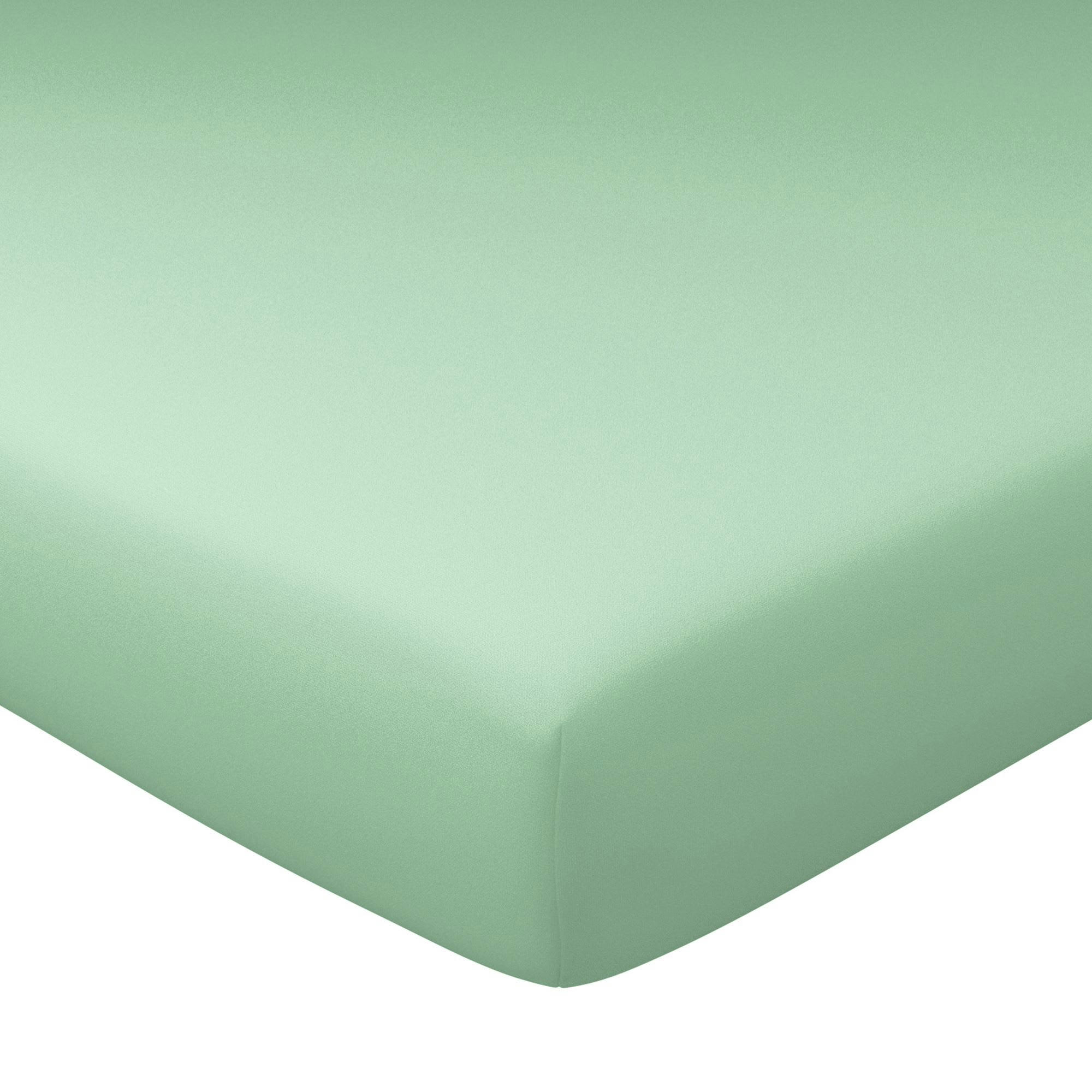FLANELLE - Drap-housse grand bonnet 90x200x32 vert jade en coton