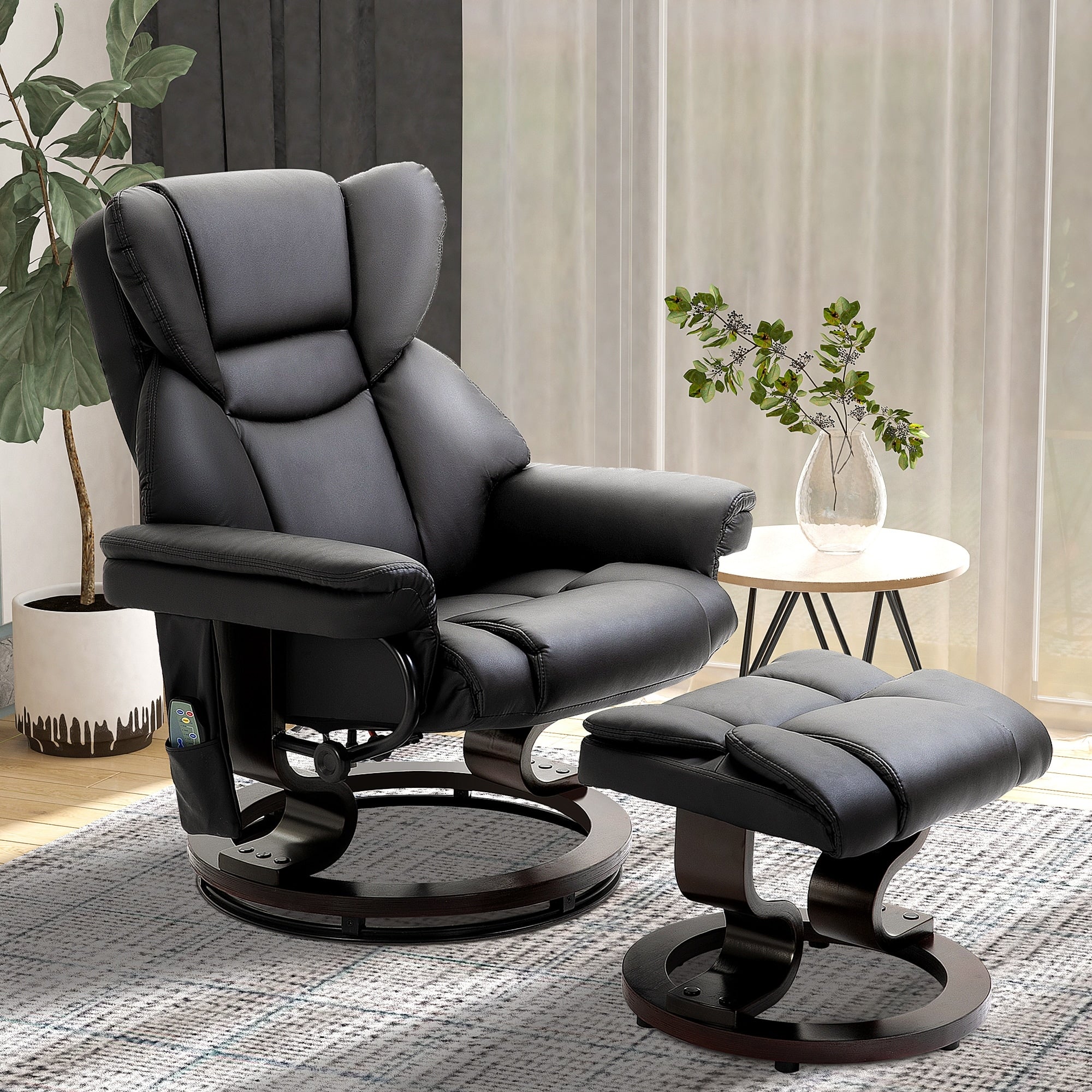 Massage recliner with footstool