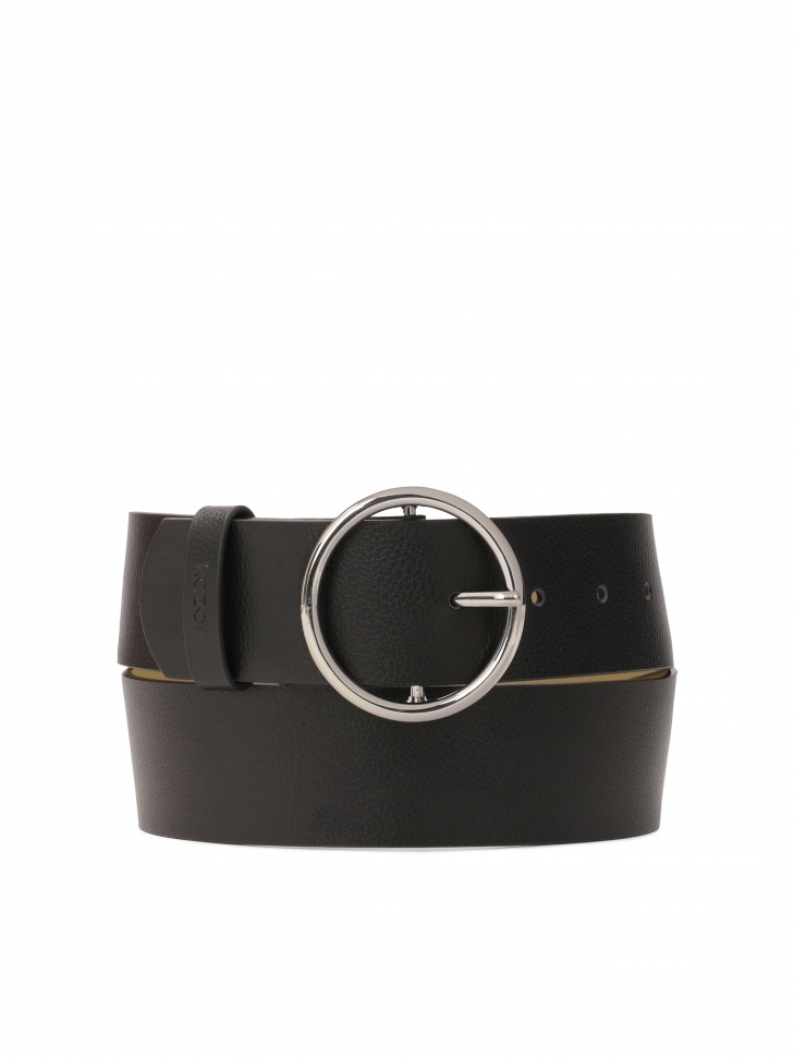 Black wide belt with silver buckle