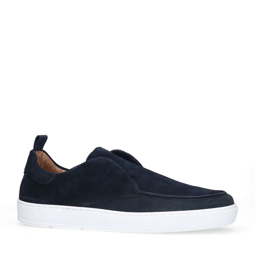 Manfield Donkerblauwe suède loafers