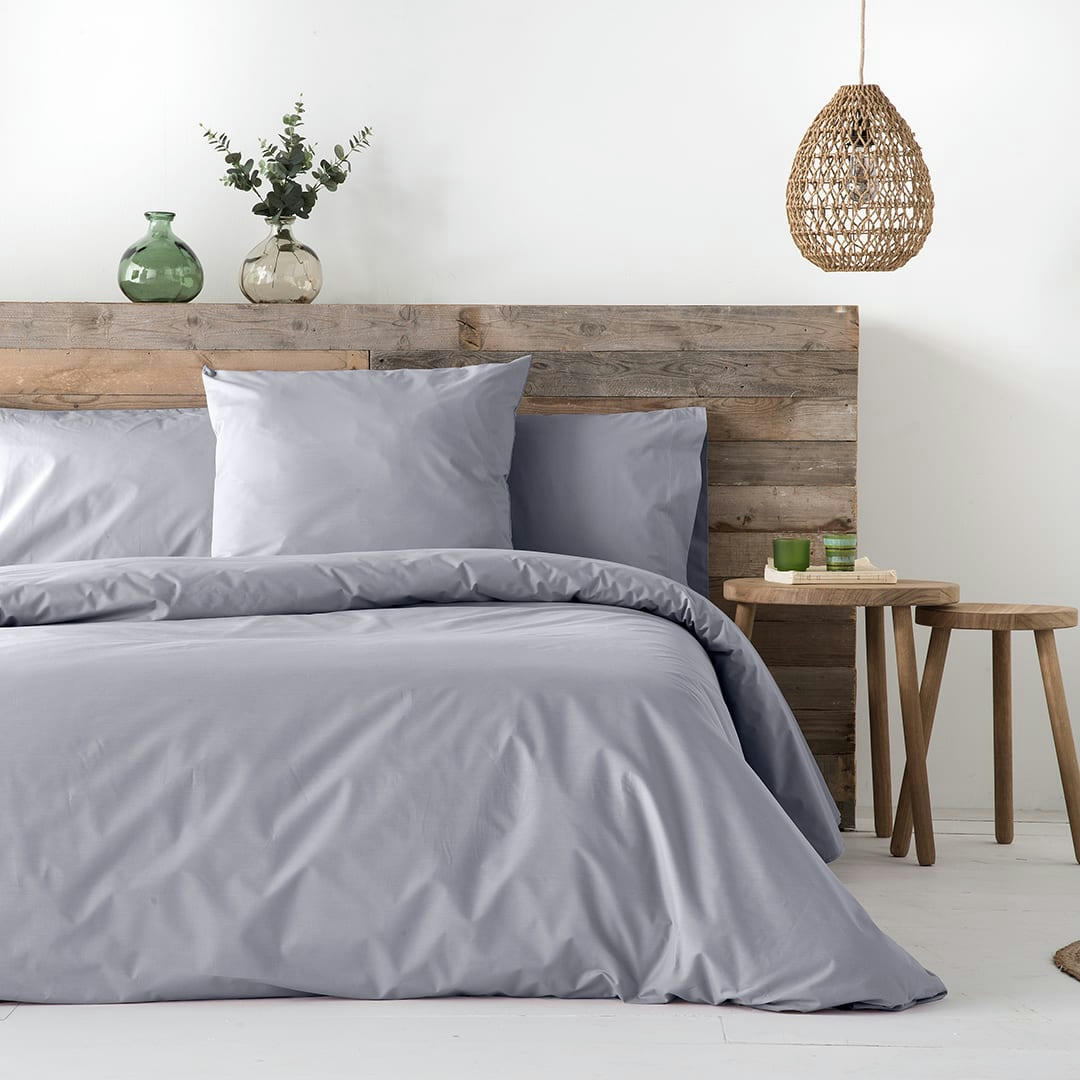 PURE HDC - Housse de couette en percale de coton 240x220 cm gris