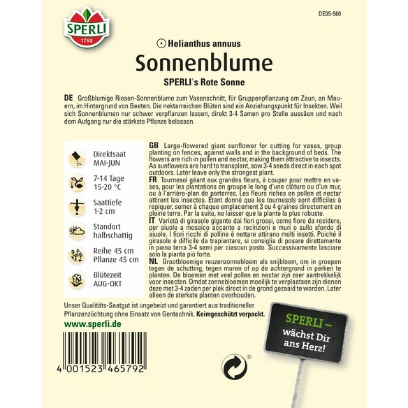 Sonnenblumen »SPERLI's Rote Sonne«, einjährig, nektarreiche, elegante Blüten, Höhe ca. 200 cm