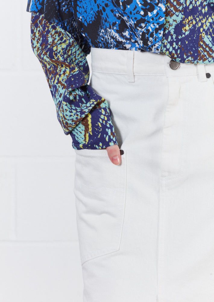 House of Holland House of Holland White Denim Midi Skirt