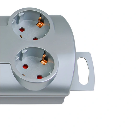 Steckdosenleiste, silberfarben, 240 V, Kabellänge: 2 m