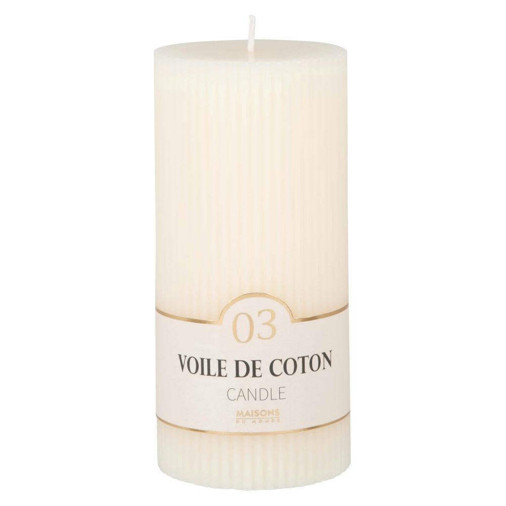 COLORAMA - Bougie striée parfumée blanche H15, 500g