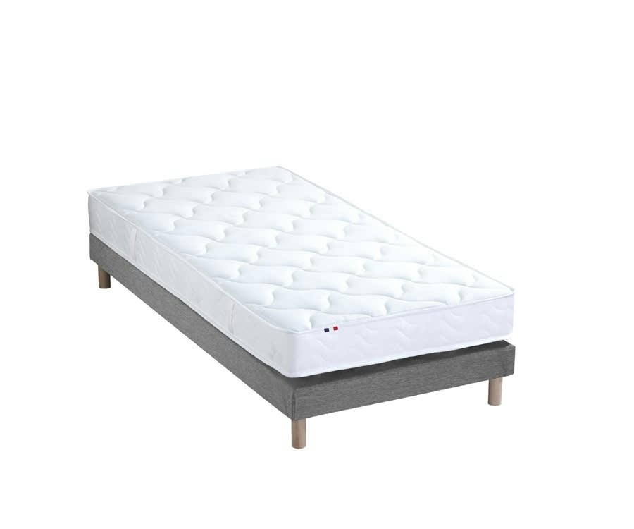 ENSEMBLE ESSENTIEL - Ensemble matelas latex 3 zones sommier gris 90x190