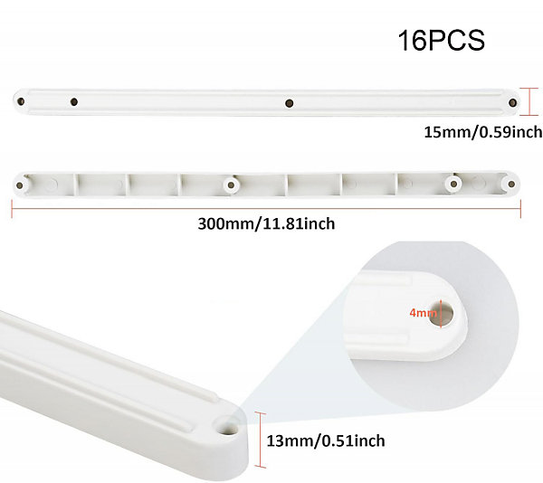 CODEKEY Lot de 16 glissières de tiroir en plastique blanches de 300 mm, pour cuisine, chambre, armoire, meuble de rangement et coi