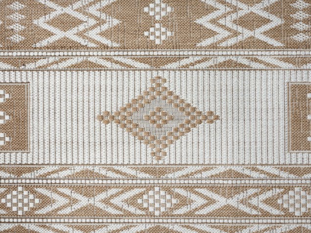 Sitaah Brown and Ivory Tribal Flatweave Indoor Outdoor Rug