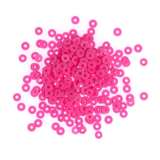 Bright Pink Clay Beads 6mm 12g
