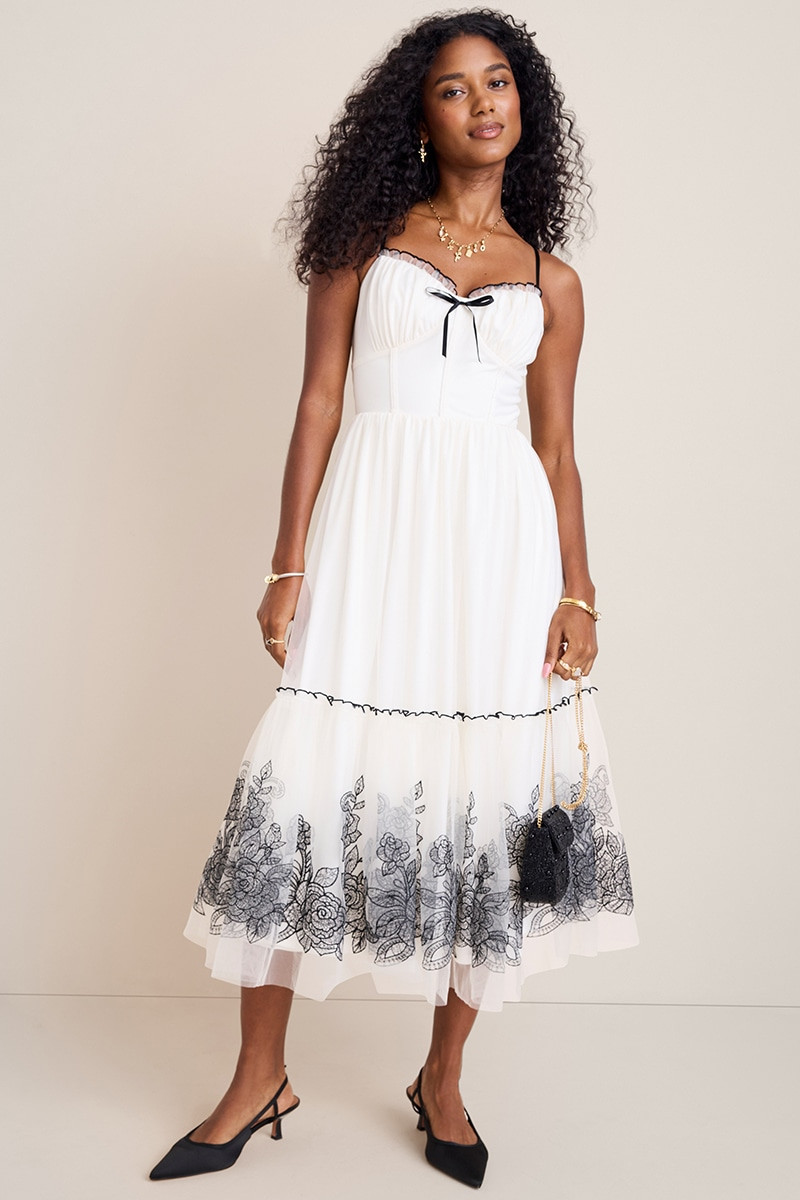 Helen Floral Border Midi Dress