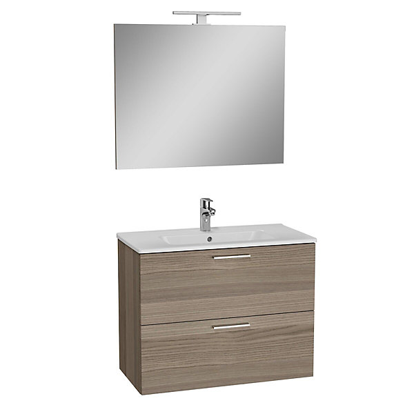 Mia ensemble meuble 79x61x39,5 cm avec miroir, lavabo et éclairage LED, Cordoba (MIASET80C)