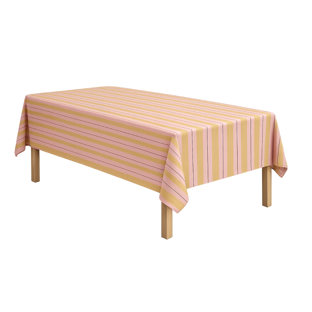 Mica Decorations Imke Gestreept Tafelkleed voor Eettafel - Tafellaken voor Binnen en Buiten 250 x 140 cm - Tafelzeil 100% Organisch Katoen - Oker