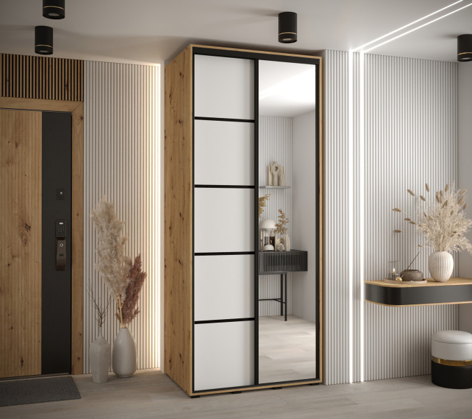Szafa przesuwna 60 wysoka Davos 5 120 artisan biały czarny
