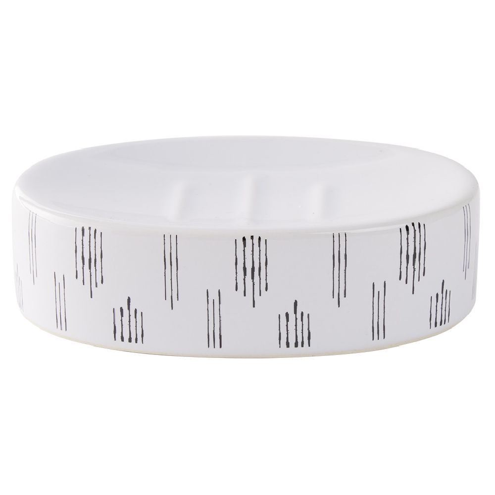 Porte-savon céramique motif blanc et noir 13x8,5xH3cm