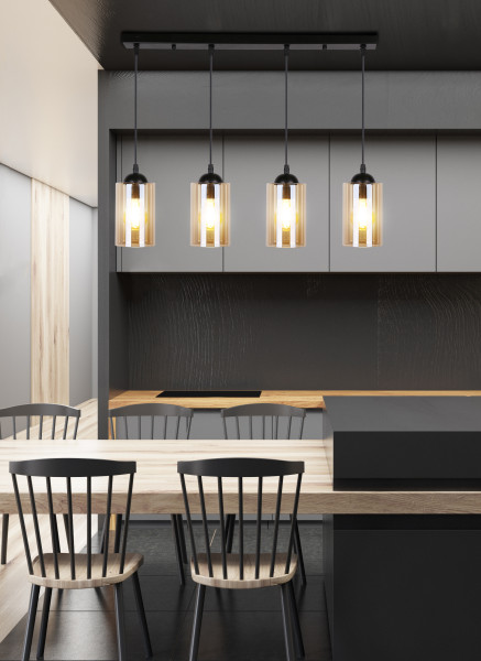 Lampa wisząca czarno-bursztynowy BISTRO 4xE27x40W Candellux