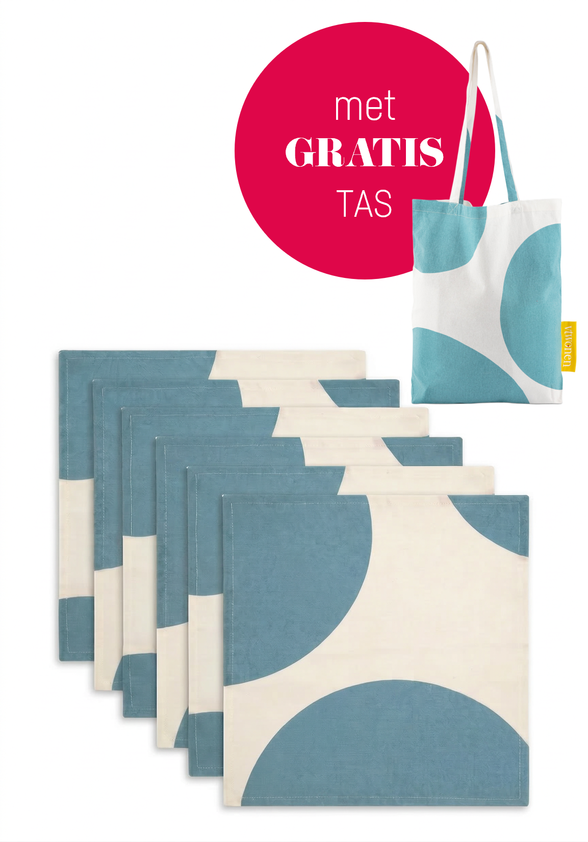 vtwonen - Servetten - Blauw - Katoen - 40x40cm - Set van 6