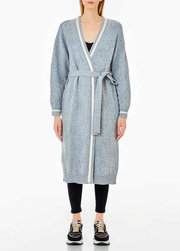 Cardigan lungo con cintura