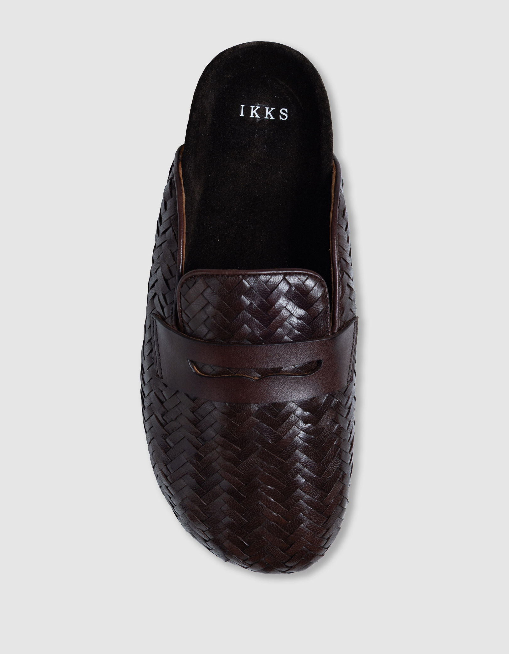 ​Mules sabots marron cuir tressé Femme