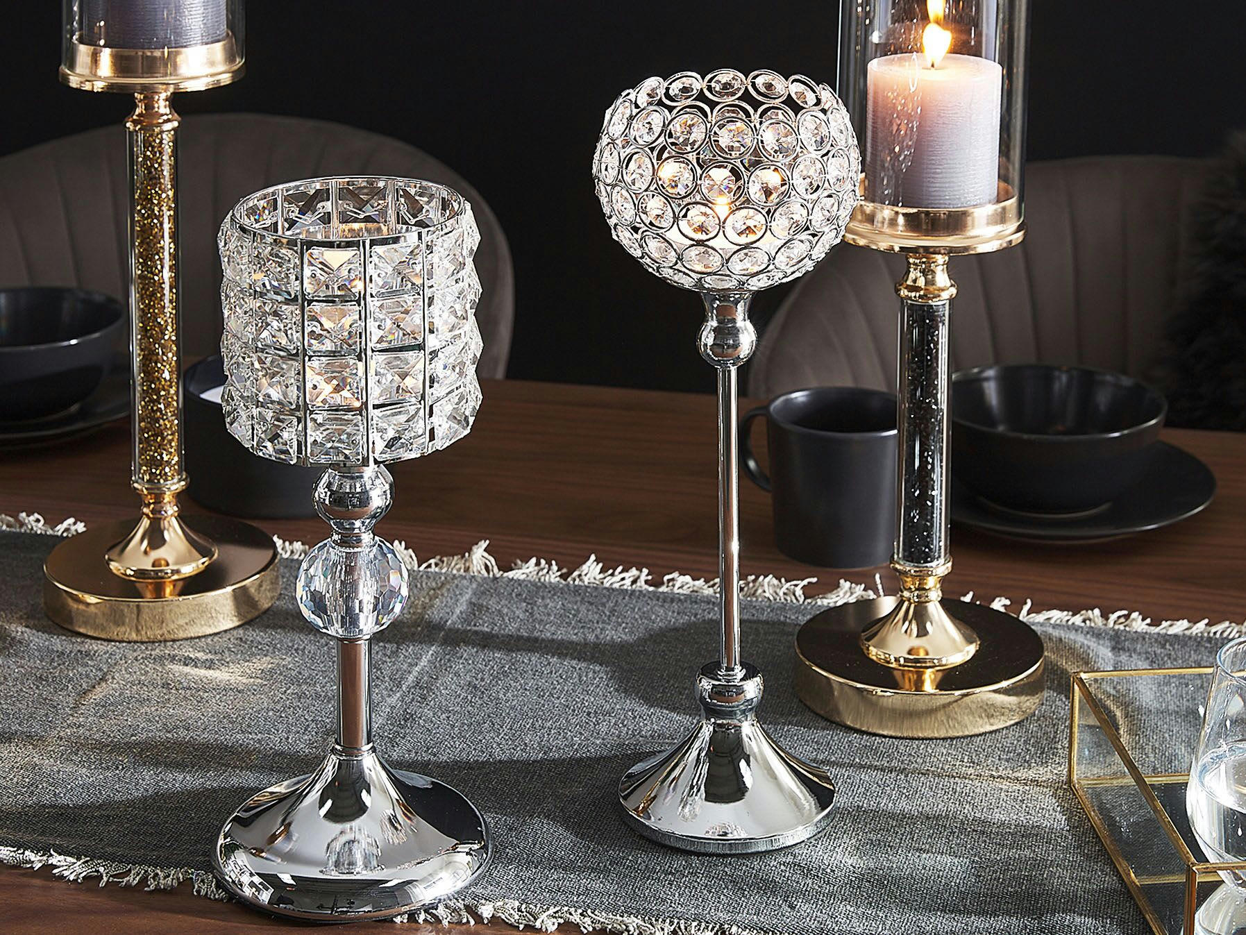 ESTERNAY - Bougeoir à pied argenté 27 cm