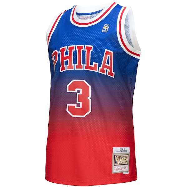 Allen Iverson Philadelphia 76ers 1996/97 Hardwood Classics Fadeaway Swingman Player Jersey - Red/Royal
