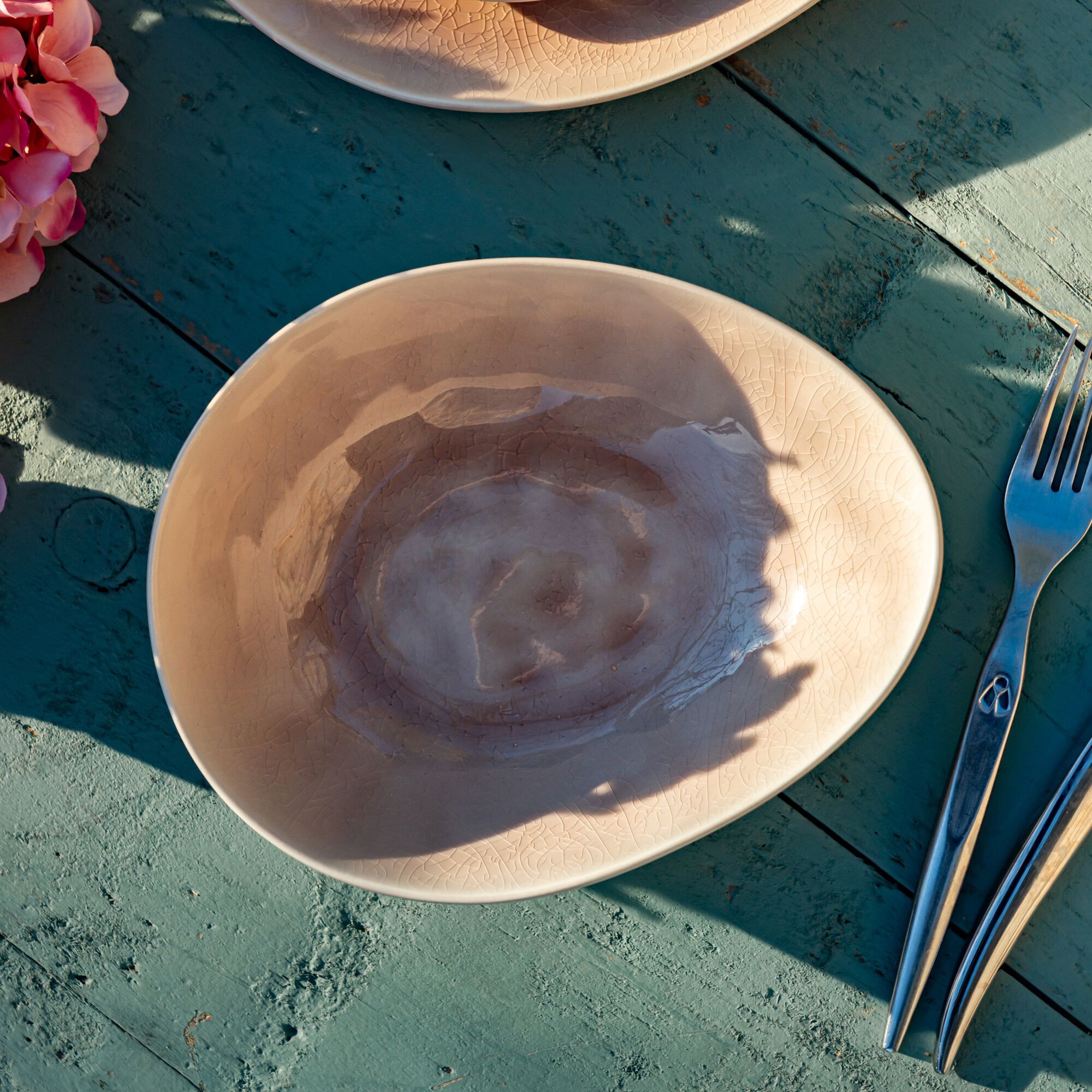 INDIE - Assiette creuse grès D20,7cm - rose