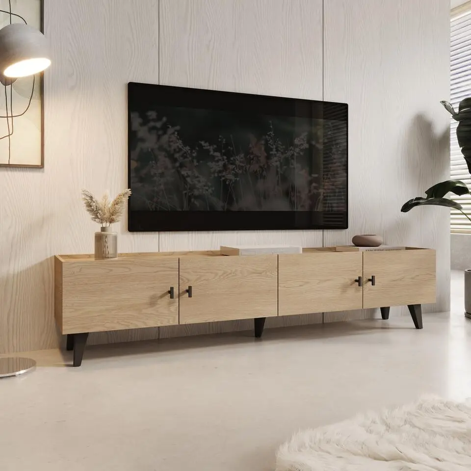 Meubella - Vornas - TV-Meubel - Eikenpatroon - 200x40x45 cm