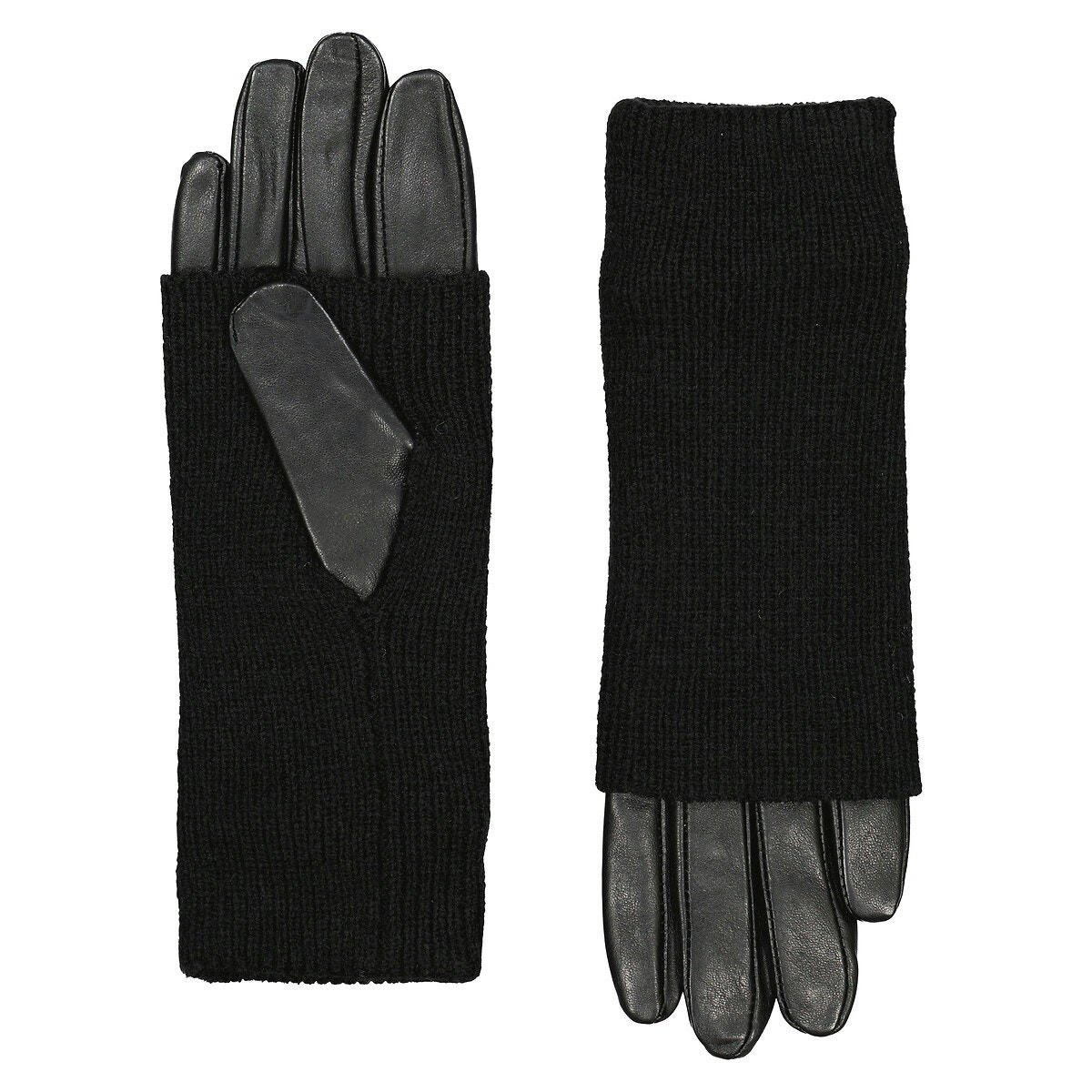 Gants cuir bi matière