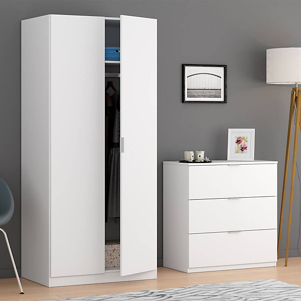 Commode Rea, Commode moderne avec 3 tiroirs, Commode basse pour la chambre, Armoire à tiroirs, 77x38h80 cm, Blanc