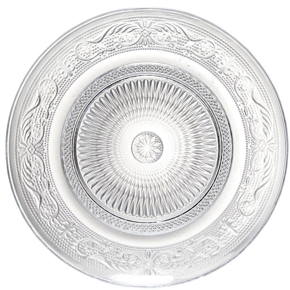 Assiette à dessert ronde verre transparente ciselée Ø19.5cm