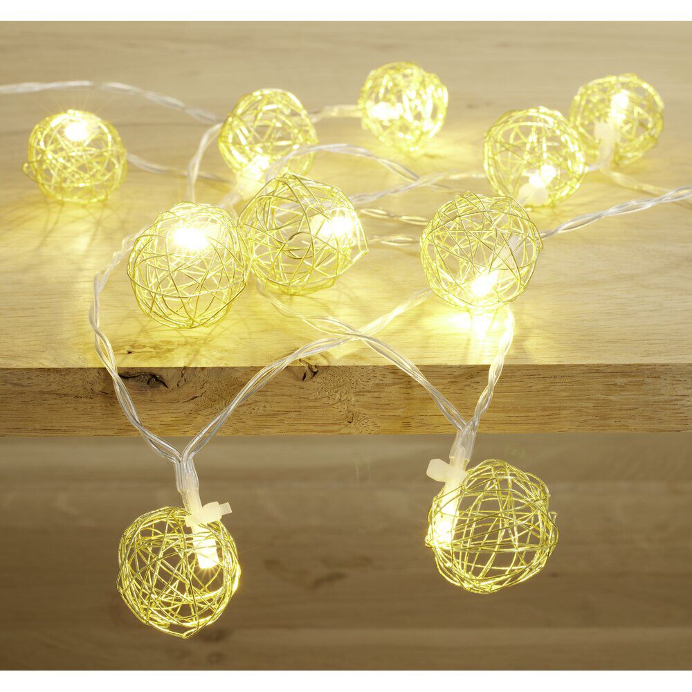 Guirlande lumineuse 10 LED blanc chaud 1,2m