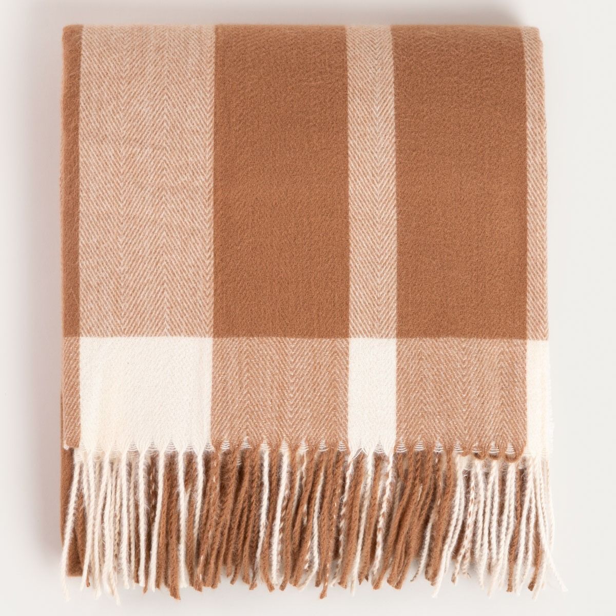 Koc MELROSE puszysty w kratę beżowy 150x200 CM