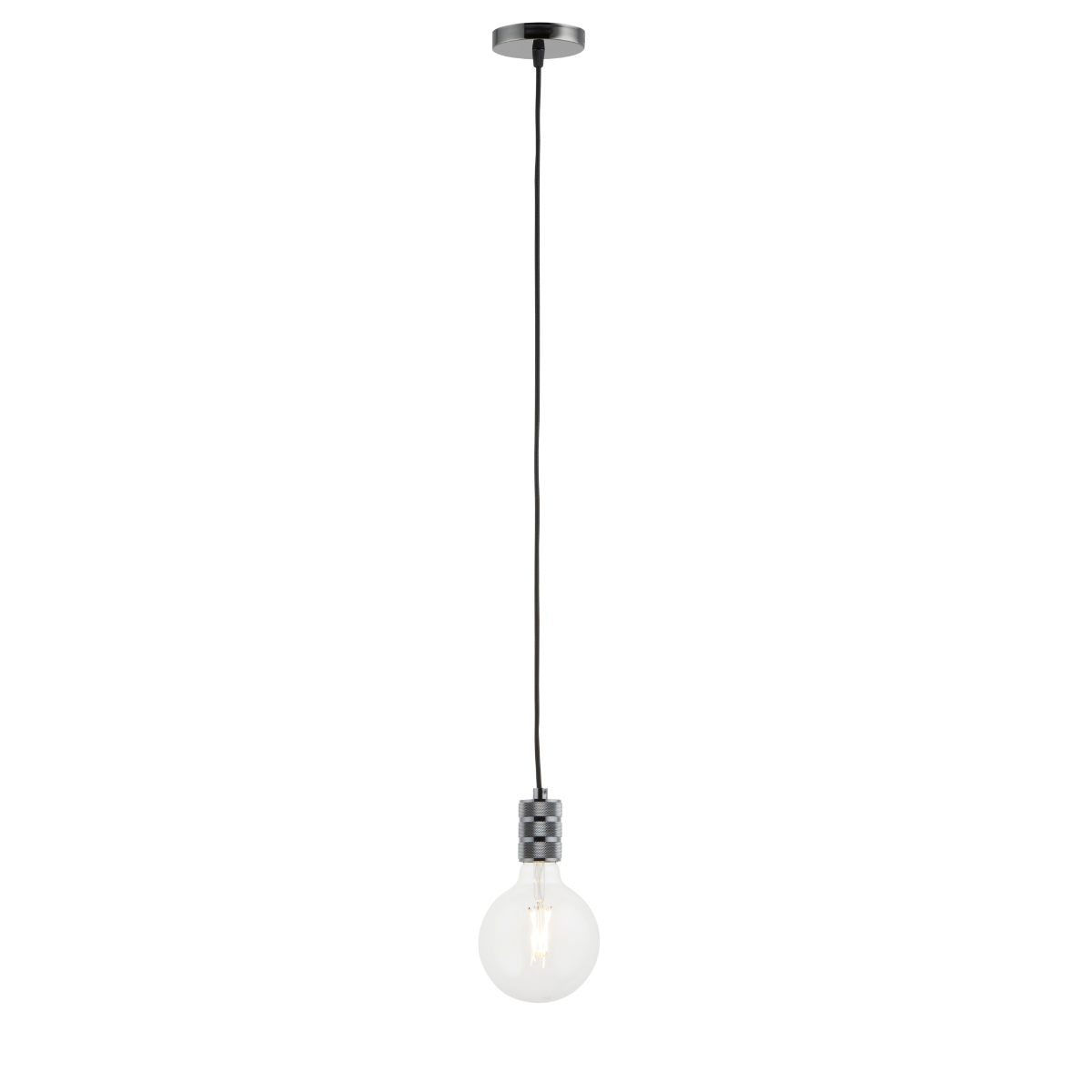 Lighto | Pendel Zwart Titanium | Inclusief Lichtbron Helder | Retro | 1.5m Snoer | Met Plafondkap