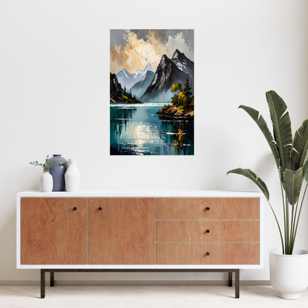 Naklejka samoprzylepna do salonu Feeby Krajobraz Jezioro Góry Natura 20x30