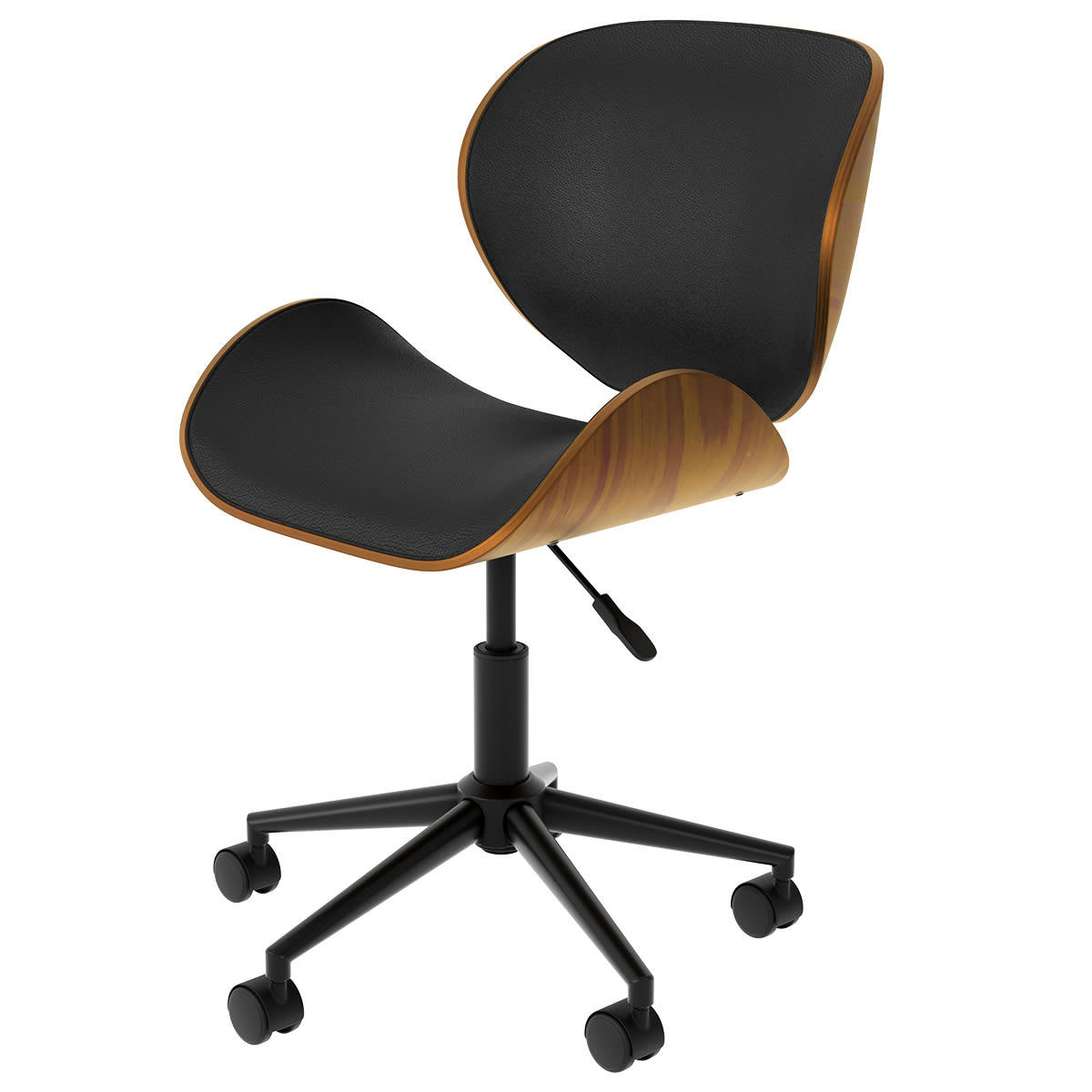 BAUDOIN - Chaise de bureau pivotante en cuir synthétique noir 79-91cm