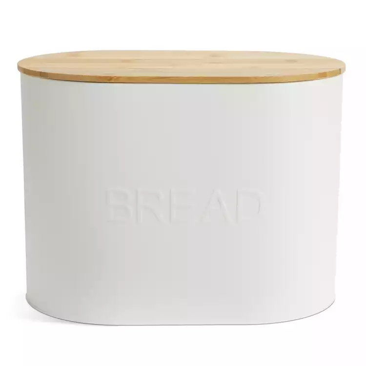Habitat Embossed Text Carbon Steel Bread Bin