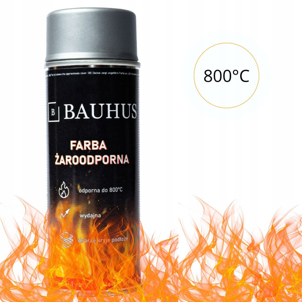 Farba spray żaroodporna wysokotemperaturowa Bauhus szara
