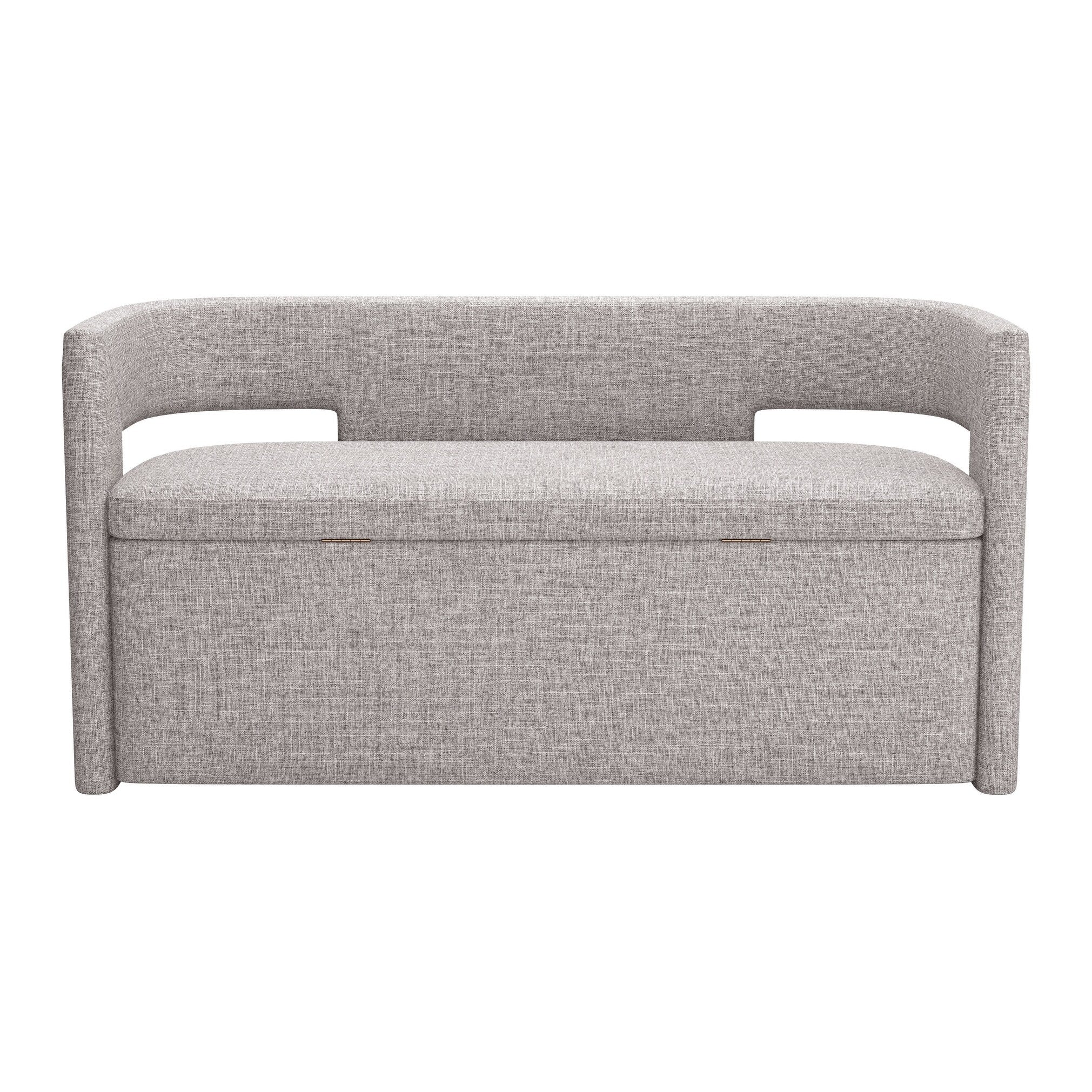 HomeRoots 54 Gray Fabric Upholstered Storage Bench with Flip Top - 54.3' X '27.6' X '20.9
