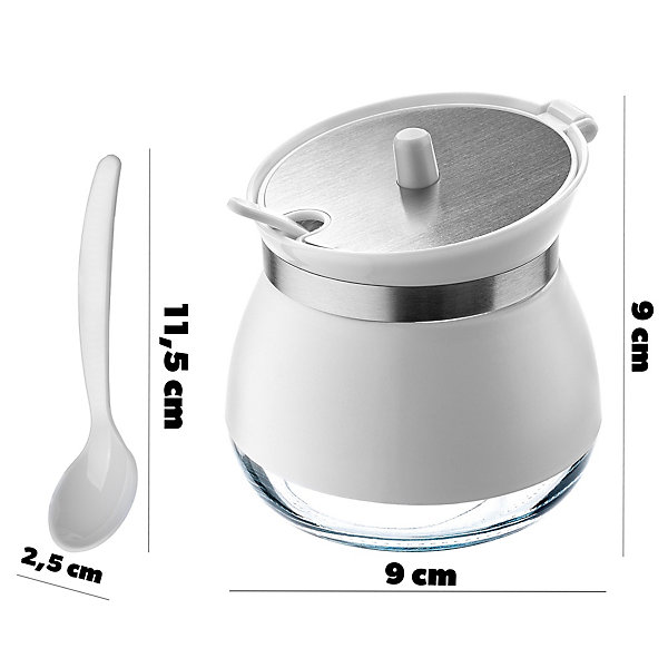 KADAX Sucrier Sucrier Avec Cuillère Récipient En Verre Blanc Avec Couvercle