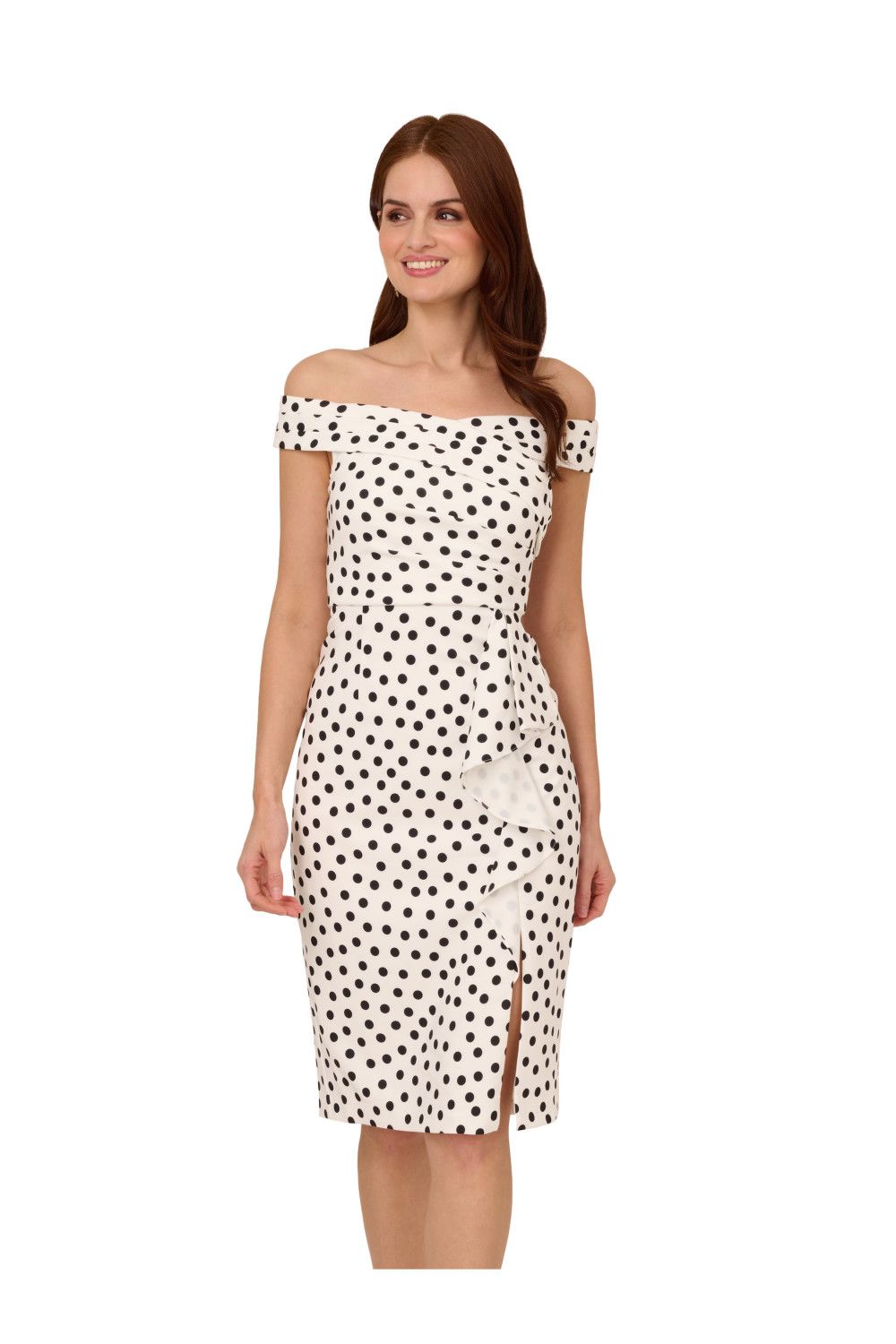 Adrianna Papell Polkadot Drape Sheath Dress