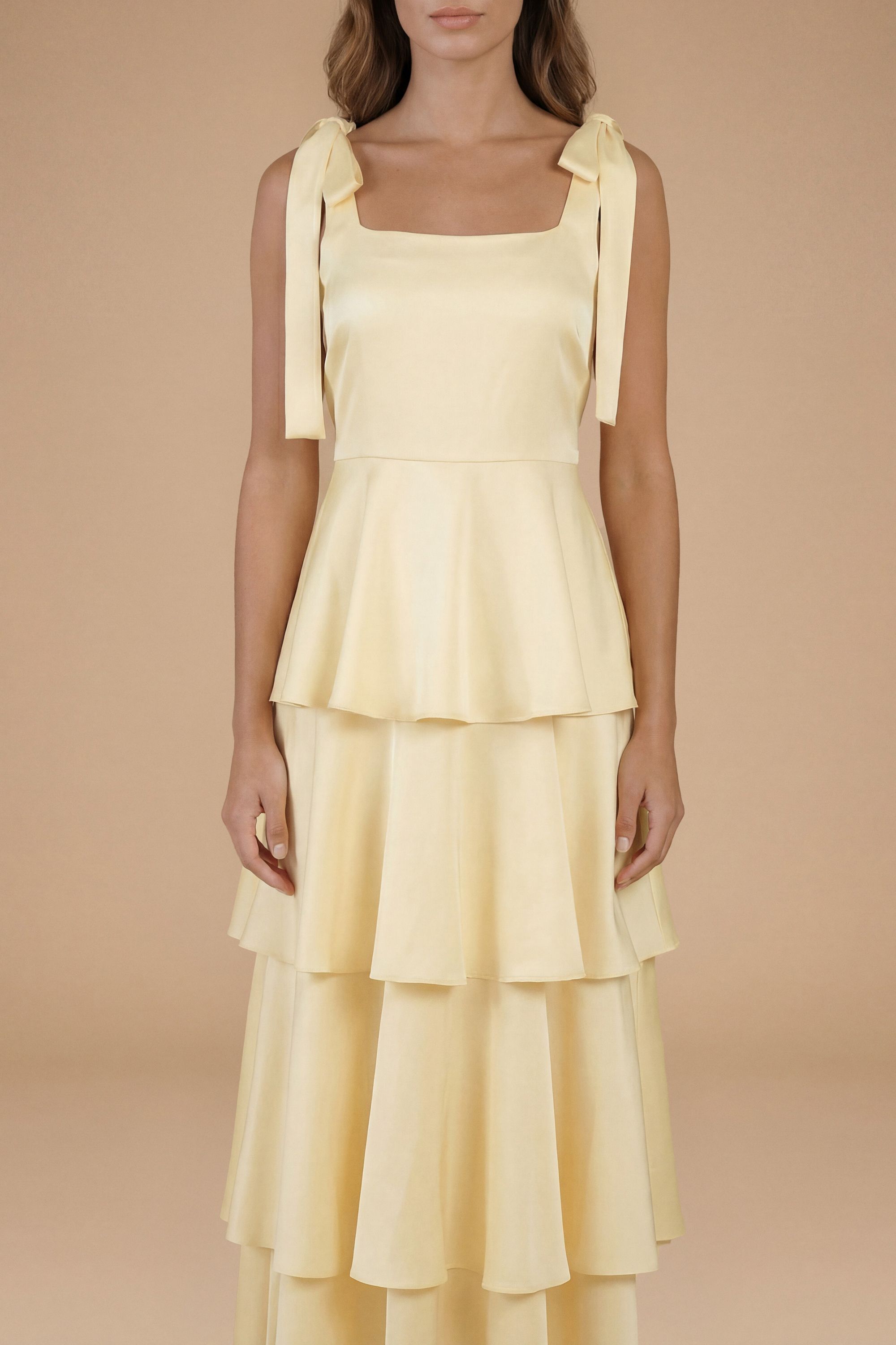 Oasis Satin Tie Shoulder Tiered Bridesmaid Maxi Dress