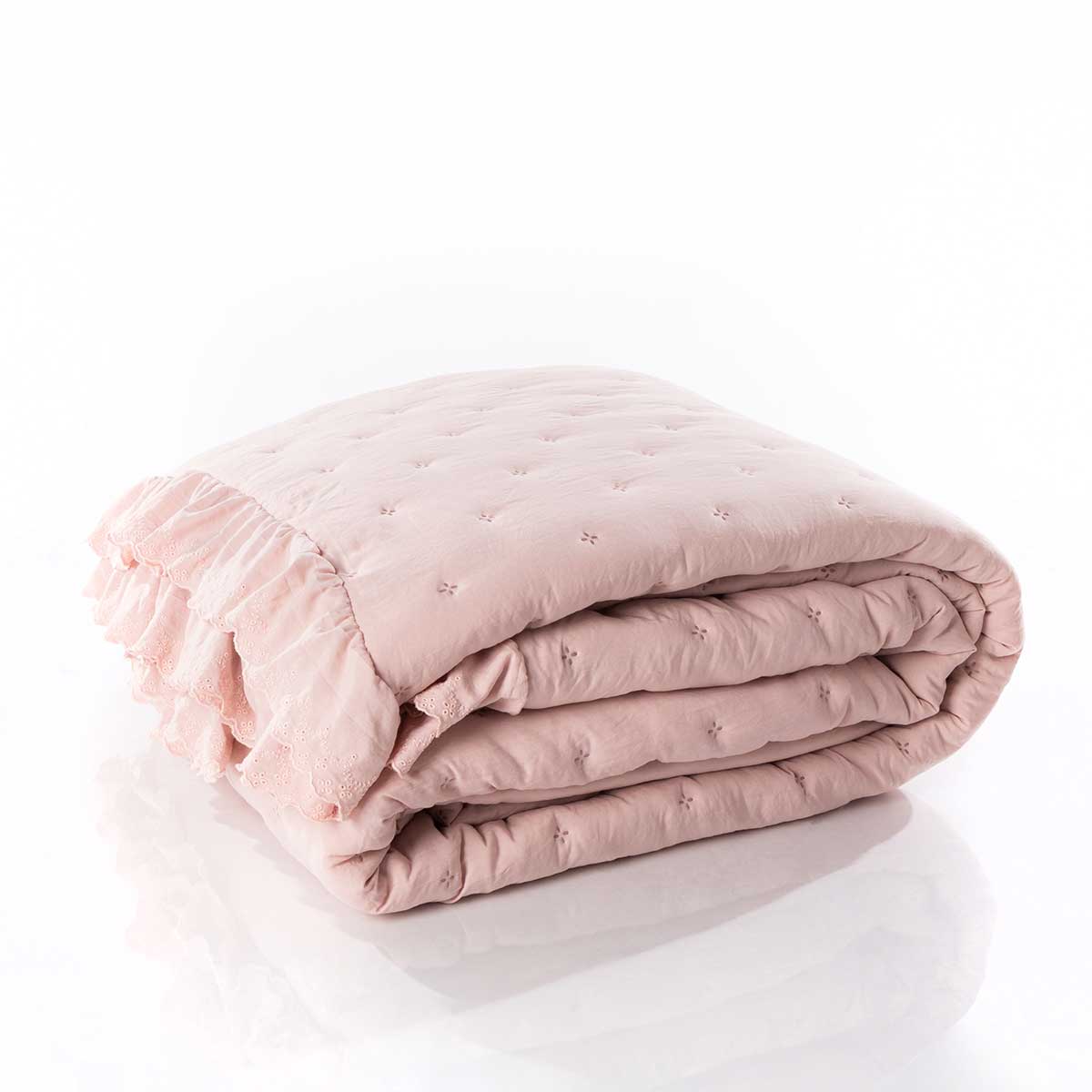 Edredão AMALFI rosa com renda 250x260cm