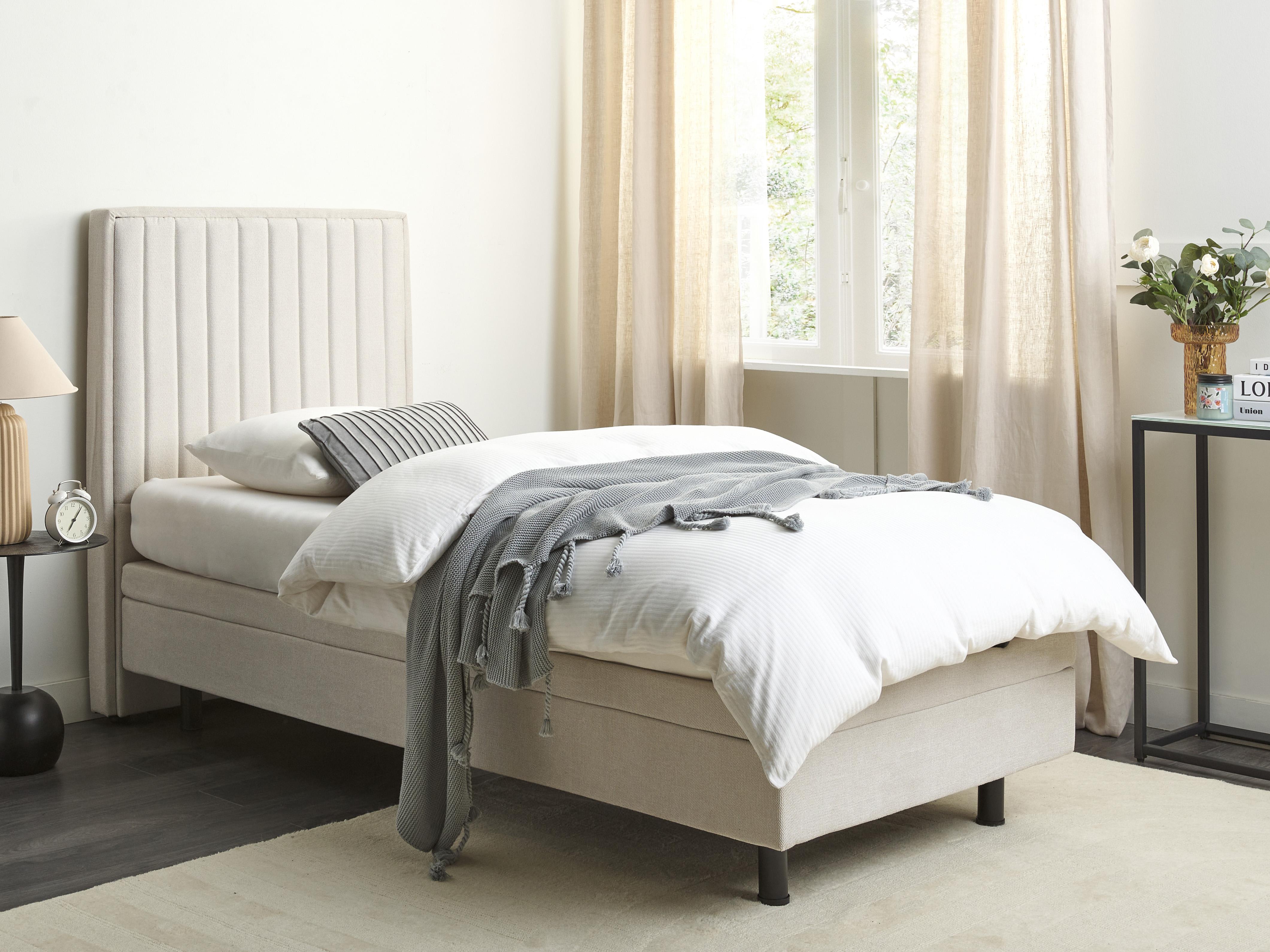 Adjustable Bed Fabric CASTELLAN 90 x 200 cm (EU Single) Light Beige